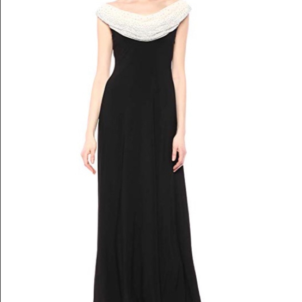Cachet beaded cowl neck gown